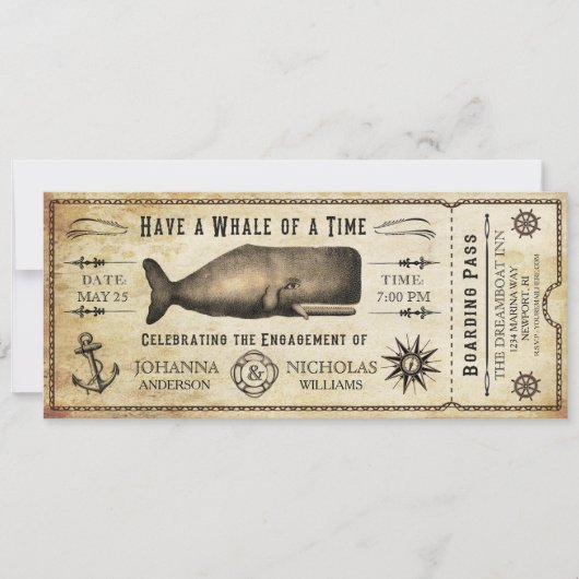 Uitnodiging voor het Nautical Whale Engagement Par (Voorkant)