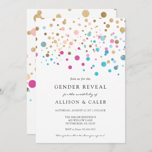 Uitnodiging voor het onthullen van de geslacht met (Voorkant / Achterkant)