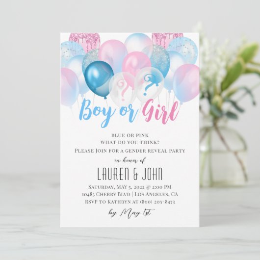 Uitnodiging voor het onthullen van het geslacht me (Staand voorkant)