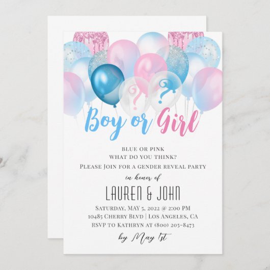 Uitnodiging voor het onthullen van het geslacht me (Voorkant / Achterkant)