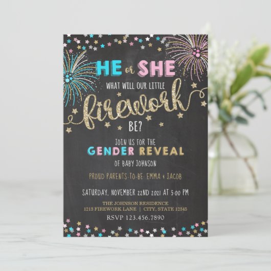 Uitnodiging voor het onthullen van het geslacht va (Staand voorkant)