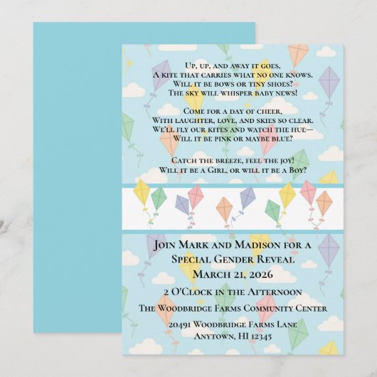 Uitnodiging voor het onthullen van het geslacht va (Voorkant / Achterkant)