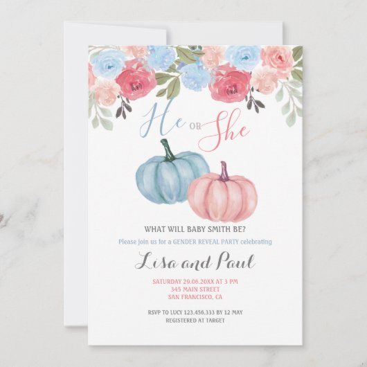 Uitnodiging voor het onthullen van het geslacht va (Voorkant)