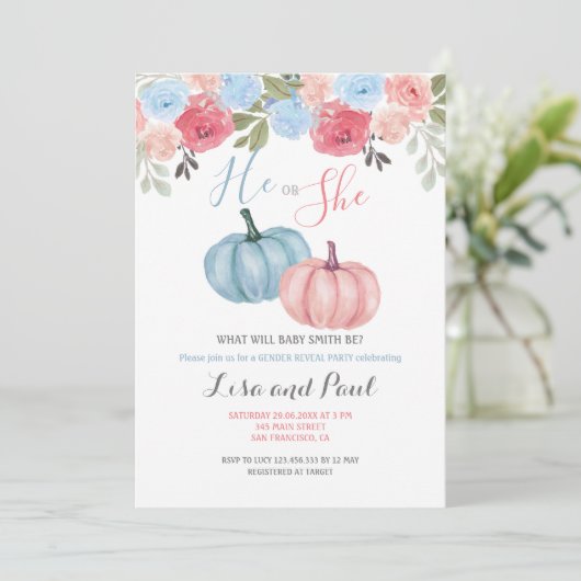 Uitnodiging voor het onthullen van het geslacht va (Staand voorkant)