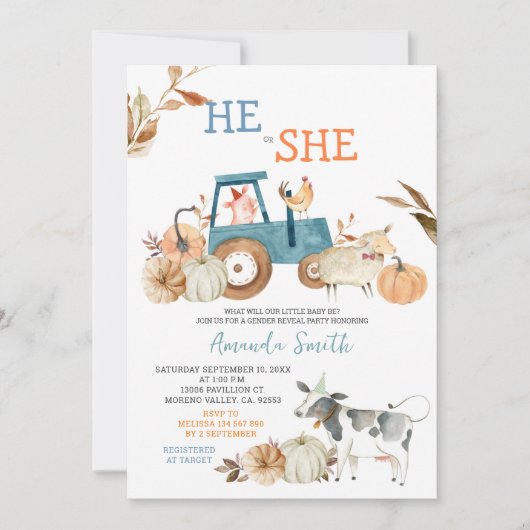 Uitnodiging voor het onthullen van het geslacht va (Voorkant)