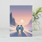 Uitnodiging voor het pinguïnthema (Staand voorkant)