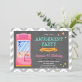 uitnodiging voor het pretpark Girl Arcade (Staand voorkant)