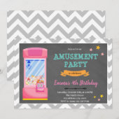 uitnodiging voor het pretpark Girl Arcade (Voorkant / Achterkant)