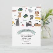 Uitnodiging voor het Puppy Pawty-hondfeest (Staand voorkant)