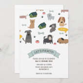 Uitnodiging voor het Puppy Pawty-hondfeest (Voorkant / Achterkant)