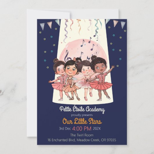 Uitnodiging voor het recital van Tiny Dancers – Ei (Voorkant)