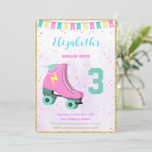 Uitnodiging voor het Rollerskaten (Staand voorkant)