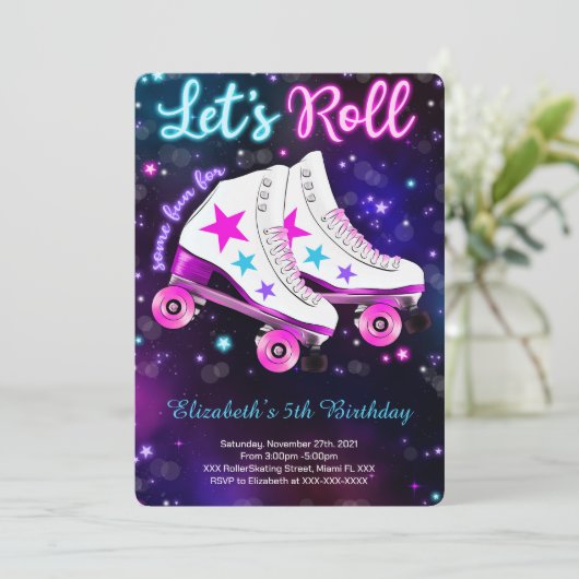 Uitnodiging voor het Rollerskaten (Staand voorkant)