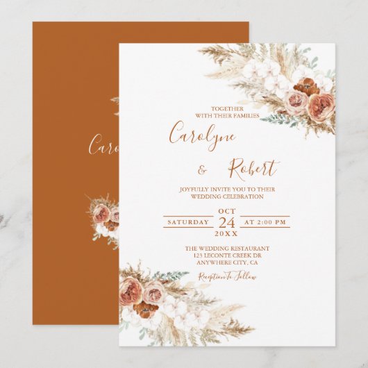 Uitnodiging voor het rouwen van gespeend floramapg (Voorkant / Achterkant)