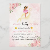 uitnodiging voor het roze Floral Ballet Birthday (Voorkant)