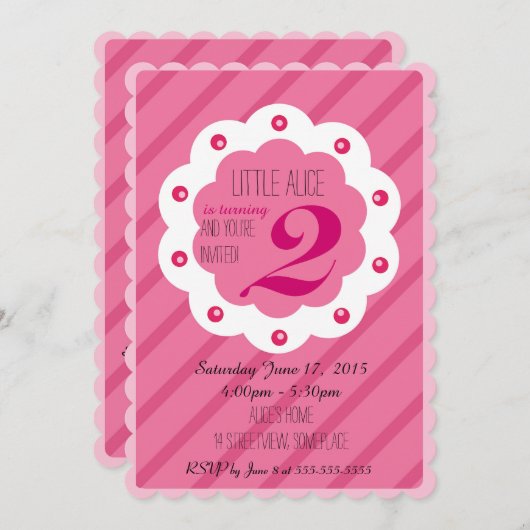 Uitnodiging voor het roze meisje (Voorkant / Achterkant)