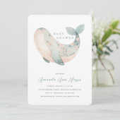 uitnodiging voor het Schattige walvis-Baby shower (Staand voorkant)