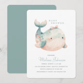 uitnodiging voor het Schattige walvis-Baby shower (Voorkant / Achterkant)