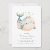 uitnodiging voor het Schattige walvis-Baby shower (Voorkant)