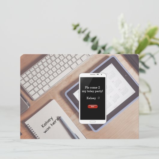 Uitnodiging voor het sms-en (Staand voorkant)