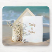 Uitnodiging voor het strand met zeester muismat (Voorkant)