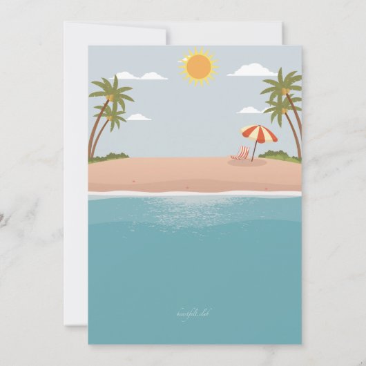 Uitnodiging voor het strand van bestemming (Achterkant)
