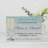 Uitnodiging voor het strandelegante bruiloft op be (Staand voorkant)