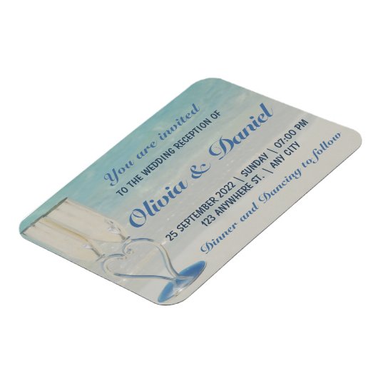 Uitnodiging voor het strandelegante bruiloft op be magneet (Linkerzijde)