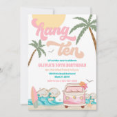 Uitnodiging voor het strandverjaardagsfeest Surf B (Voorkant)