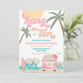 Uitnodiging voor het strandverjaardagsfeest Surf B (Staand voorkant)