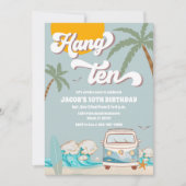 Uitnodiging voor het strandverjaardagsfeest Surf B (Voorkant)