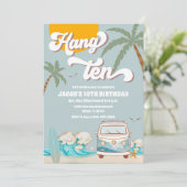 Uitnodiging voor het strandverjaardagsfeest Surf B (Staand voorkant)