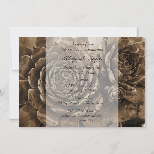 Uitnodiging voor het succulent Baby shower van kip (Achterkant)