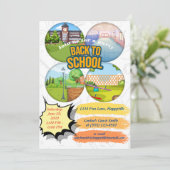 uitnodiging voor het terug naar school feest (Staand voorkant)