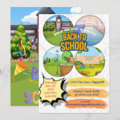 uitnodiging voor het terug naar school feest (Voorkant / Achterkant)