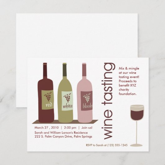 Uitnodiging voor het testen van wijn (Voorkant / Achterkant)
