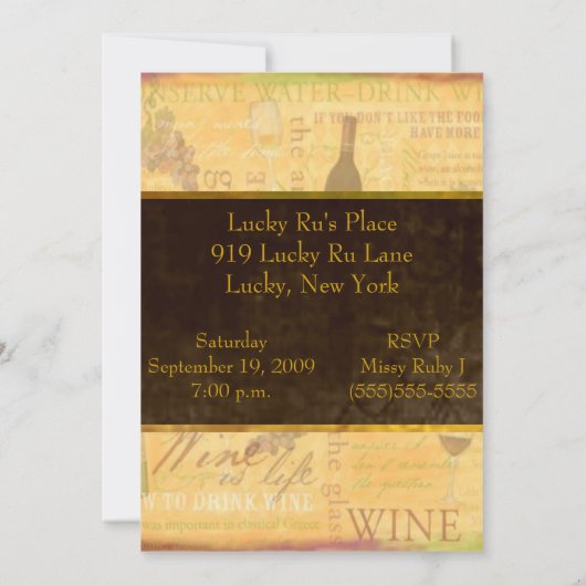 Uitnodiging voor het testen van wijn (Achterkant)