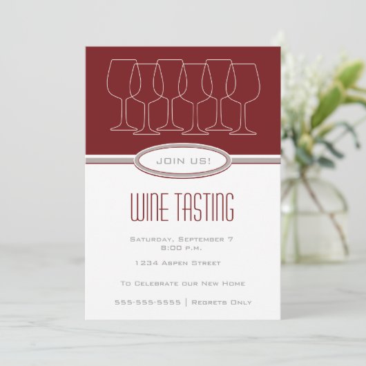 Uitnodiging voor het testen van wijn (Staand voorkant)
