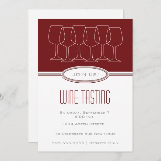 Uitnodiging voor het testen van wijn (Voorkant / Achterkant)