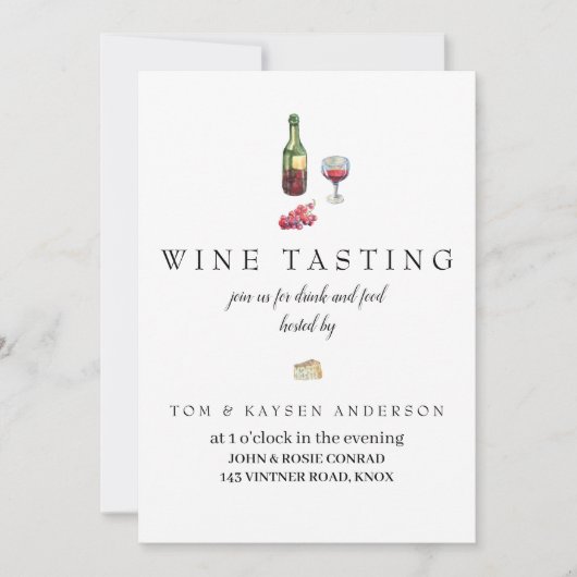 uitnodiging voor het testen van wijn (Voorkant)