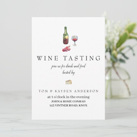 uitnodiging voor het testen van wijn (Staand voorkant)