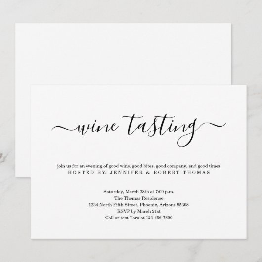 Uitnodiging voor het testen van wijn (Voorkant / Achterkant)