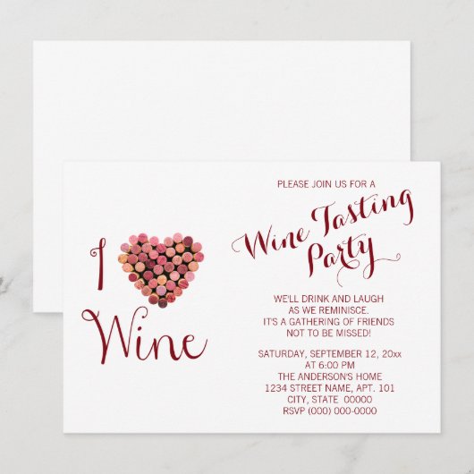 Uitnodiging voor het testen van wijn (Voorkant / Achterkant)