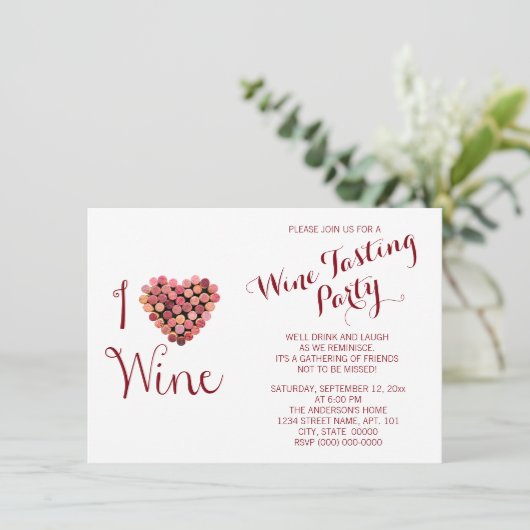 Uitnodiging voor het testen van wijn (Staand voorkant)