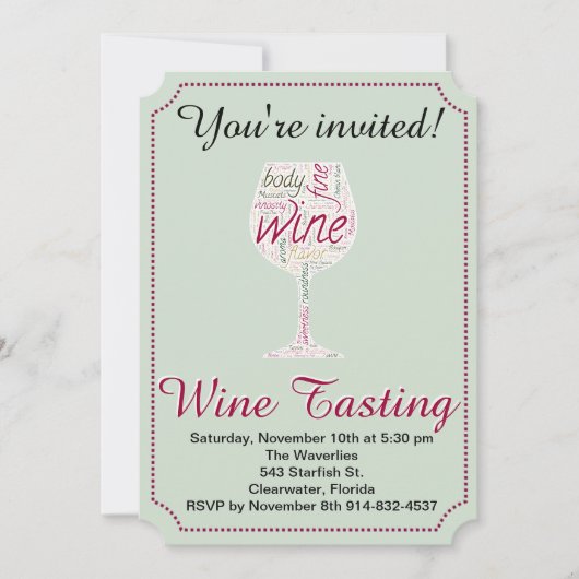 Uitnodiging voor het testen van wijn die u kunt aa (Voorkant)