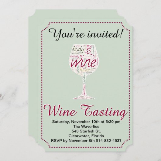 Uitnodiging voor het testen van wijn die u kunt aa (Voorkant / Achterkant)
