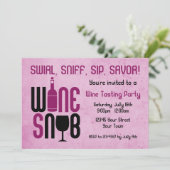 Uitnodiging voor het testen van wijn uit Snob-wijn (Staand voorkant)