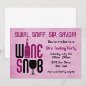 Uitnodiging voor het testen van wijn uit Snob-wijn (Voorkant / Achterkant)