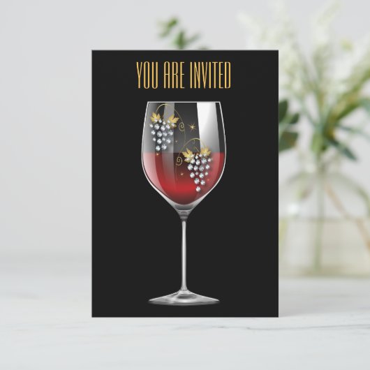 Uitnodiging voor het testen van wijn - Wijnglas Rh (Staand voorkant)