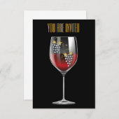 Uitnodiging voor het testen van wijn - Wijnglas Rh (Voorkant / Achterkant)